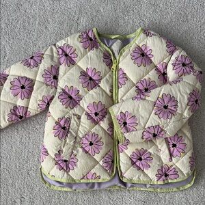 Zara Kids Floral Quilted Jacket - beige/purple - size 6-7years